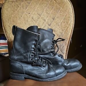 Vintage Biltrite Ansi Z41-1983/75 Black Leather Lace Up Combat Boots Shoes